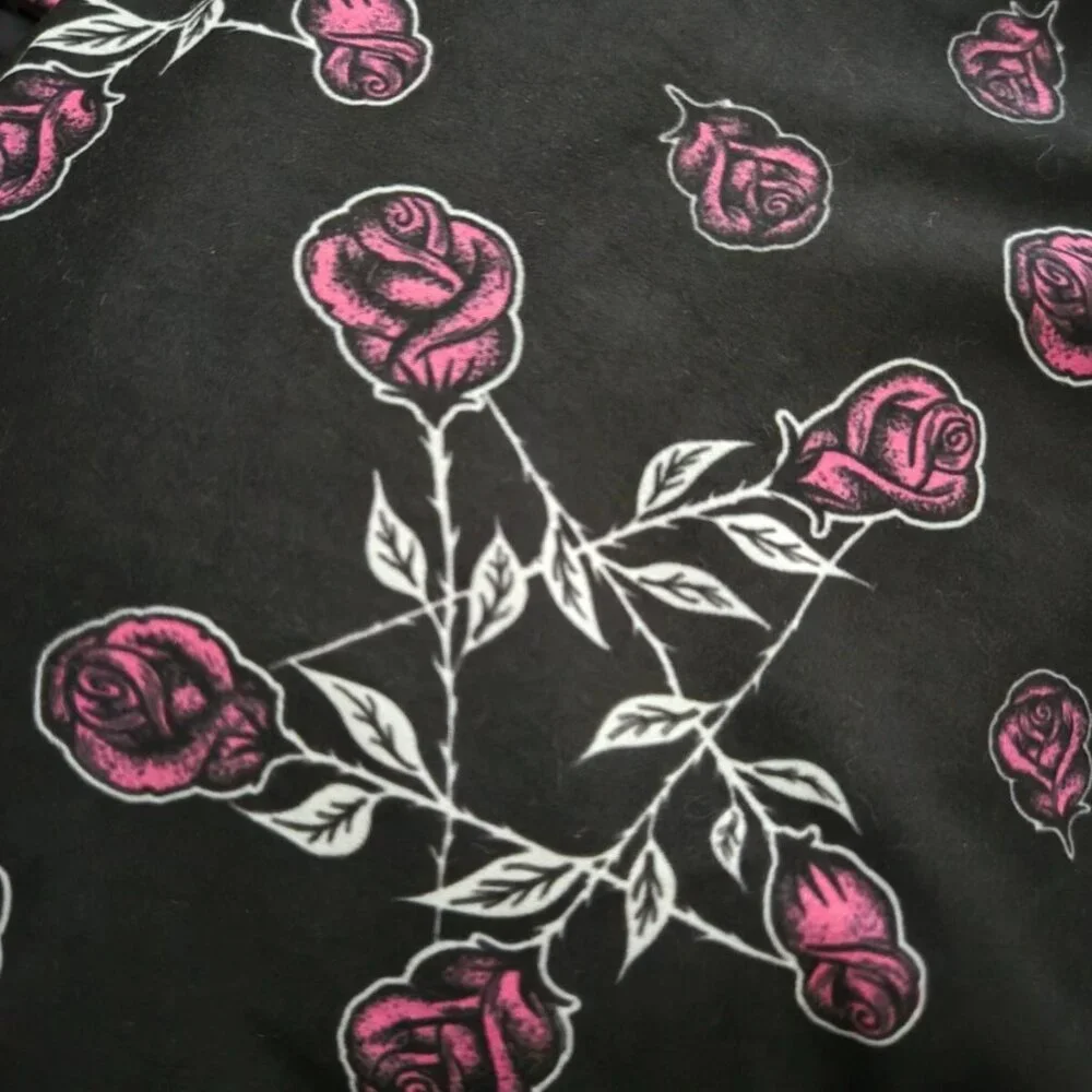 Rose Stemmed Pentagram - Flared (bell bottom) pant in Pink & Black [Small] *NWT* - Picture 3 of 4